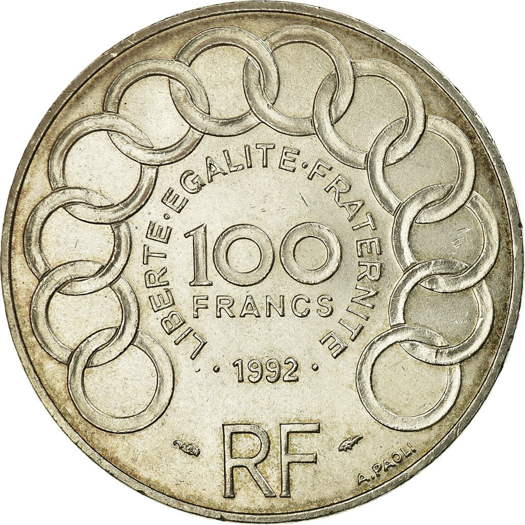 Coin, France, Jean Monnet, 100 Francs, 1992, AU(55-58), Silver, KM:1120