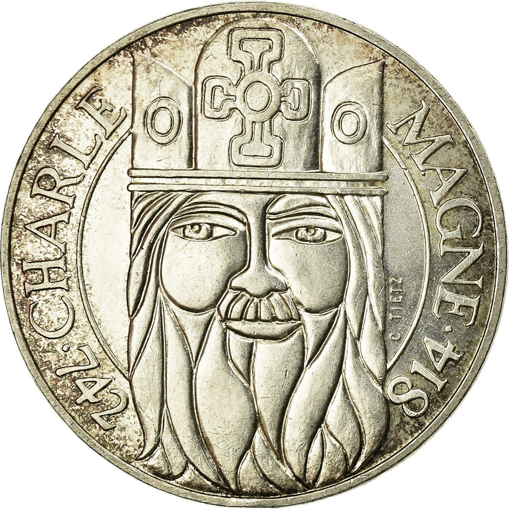 Coin, France, Charlemagne, 100 Francs, 1990, AU(55-58), Silver, KM:982