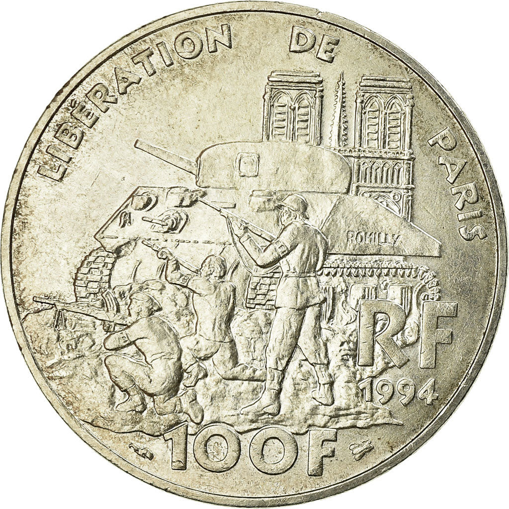 Coin, France, Libération de Paris, 100 Francs, 1994, AU(55-58), Silver