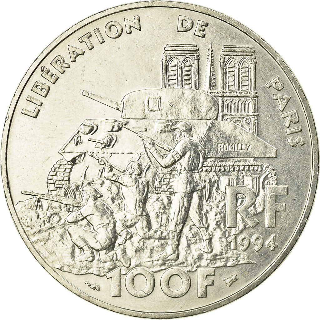 Coin, France, Libération de Paris, 100 Francs, 1994, AU(50-53), Silver