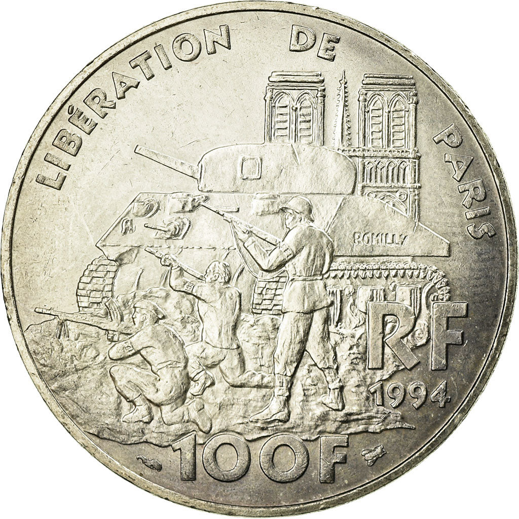 Moneta, Francia, Libération de Paris, 100 Francs, 1994, BB+, Argento
