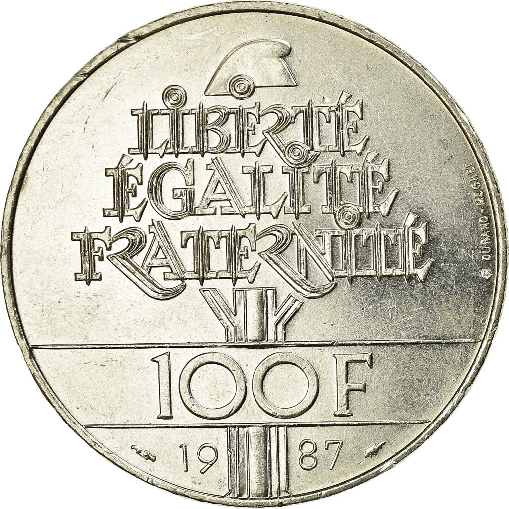 Coin, France, Lafayette, 100 Francs, 1987, AU(55-58), Silver, KM:962