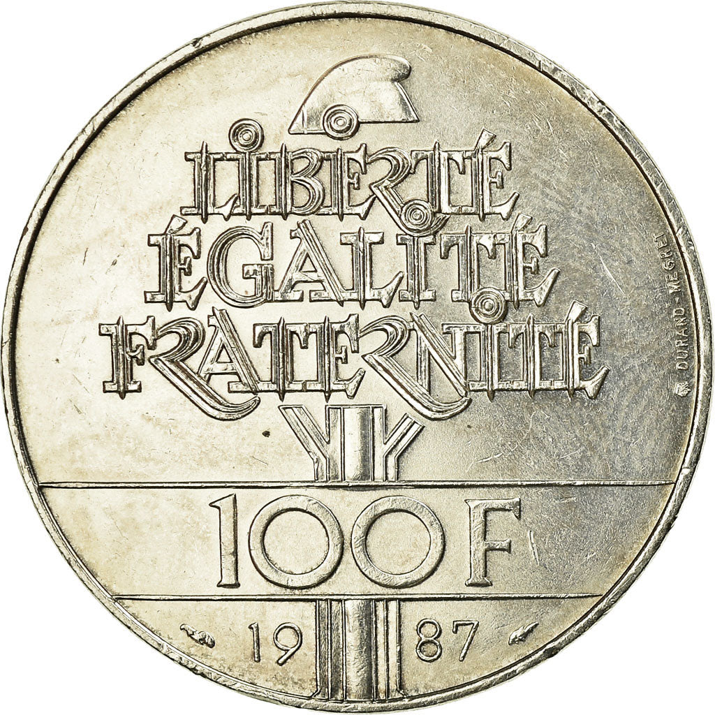 Monnaie, France, Lafayette, 100 Francs, 1987, SUP, Argent, Gadoury:902, KM:962