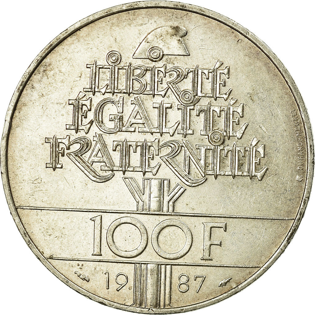 Coin, France, Lafayette, 100 Francs, 1987, EF(40-45), Silver, KM:962