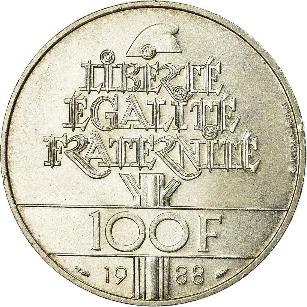 Monnaie, France, Fraternité, 100 Francs, 1988, SUP, Argent, Gadoury:903, KM:966