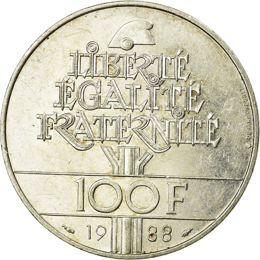 Moneta, Francia, Fraternité, 100 Francs, 1988, SPL-, Argento, KM:966