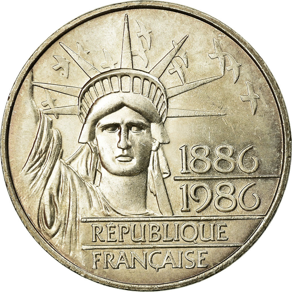 Coin, France, Statue de la Liberté, 100 Francs, 1986, AU(55-58), Silver
