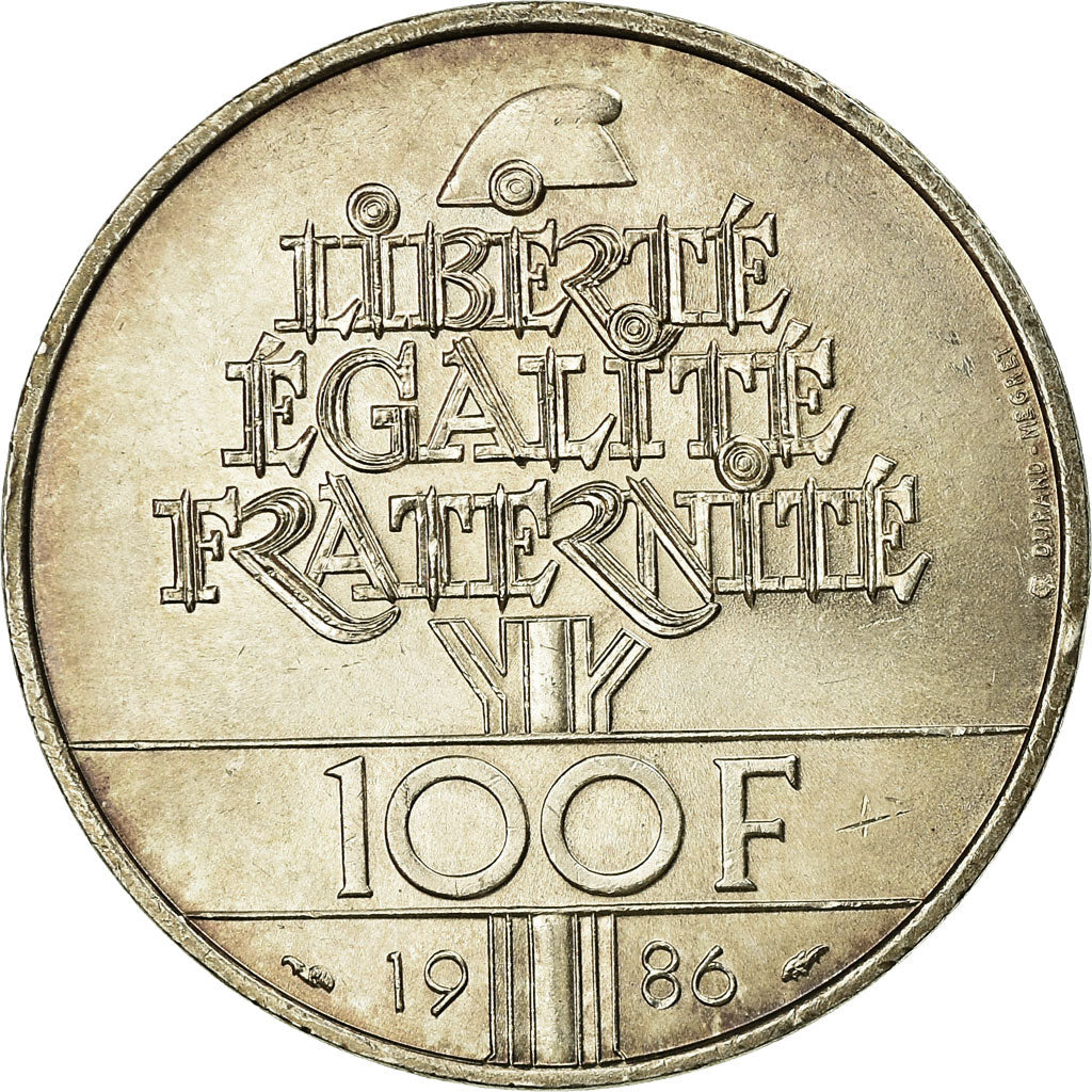 Coin, France, Statue de la Liberté, 100 Francs, 1986, AU(55-58), Silver