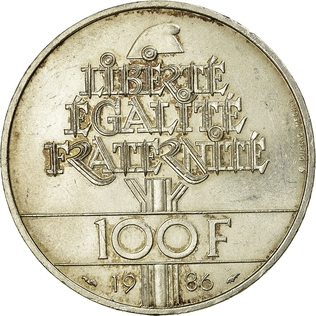 Coin, France, Statue de la Liberté, 100 Francs, 1986, EF(40-45), Silver