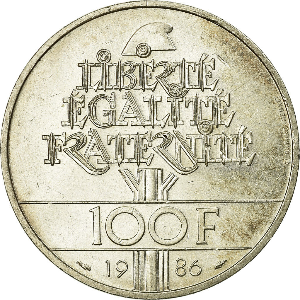 Coin, France, Statue de la Liberté, 100 Francs, 1986, EF(40-45), Silver