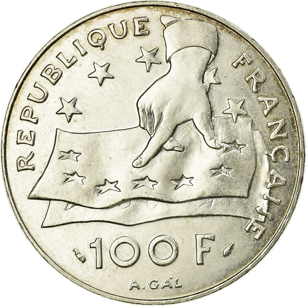Münze, Frankreich, Descartes, 100 Francs, 1991, VZ, Silber, KM:996