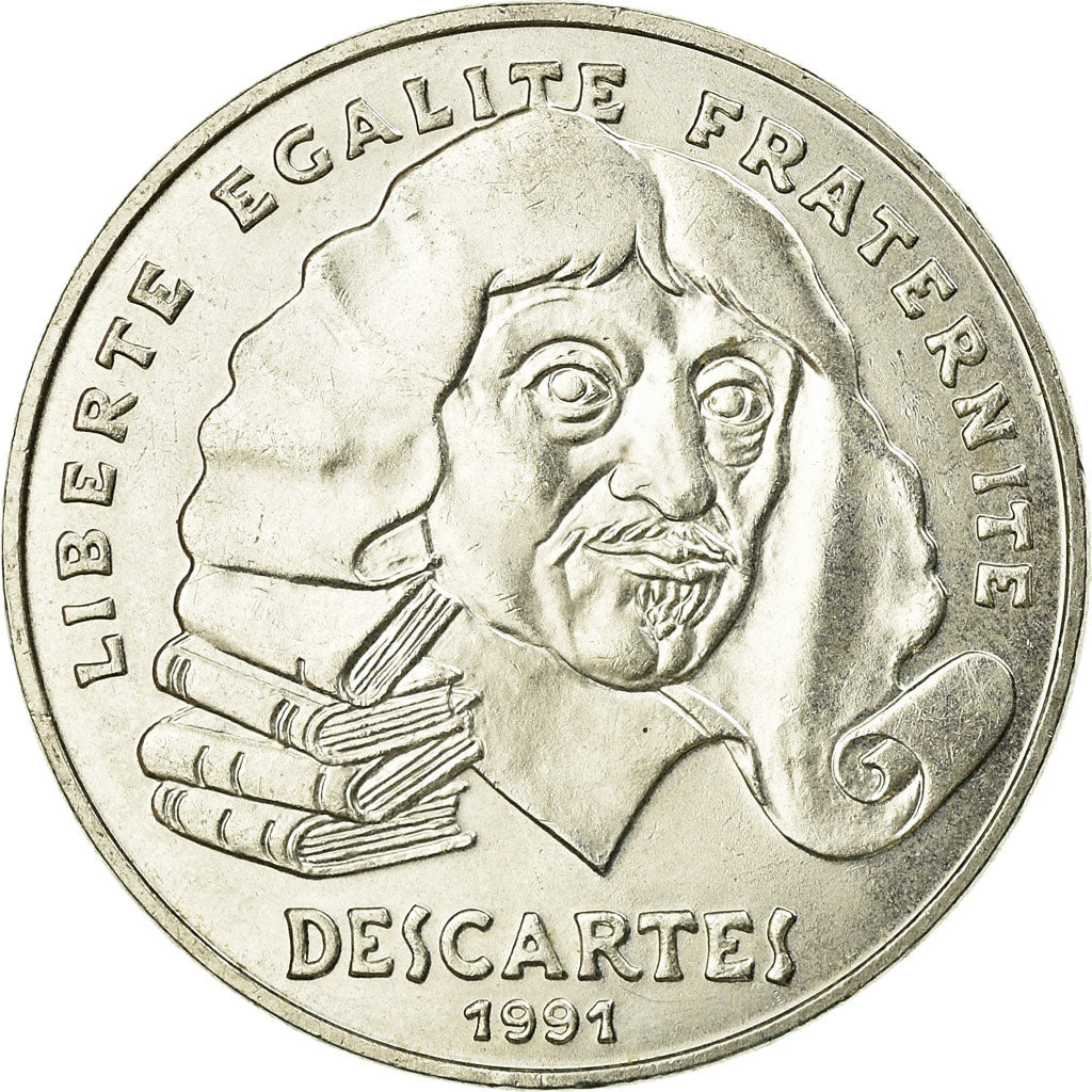 Münze, Frankreich, Descartes, 100 Francs, 1991, VZ, Silber, KM:996
