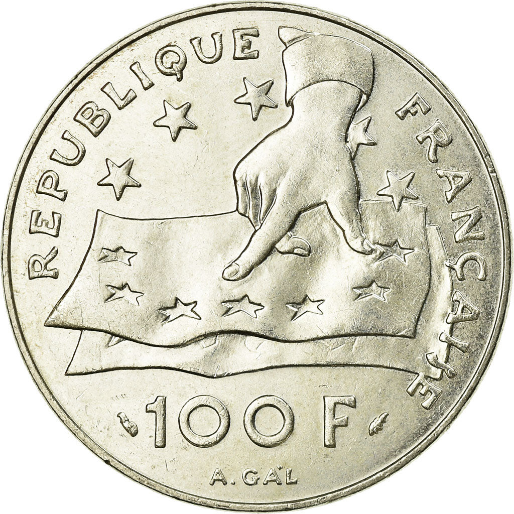 Münze, Frankreich, Descartes, 100 Francs, 1991, VZ, Silber, KM:996
