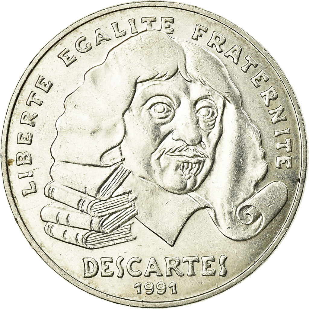 Coin, France, Descartes, 100 Francs, 1991, AU(55-58), Silver, KM:996