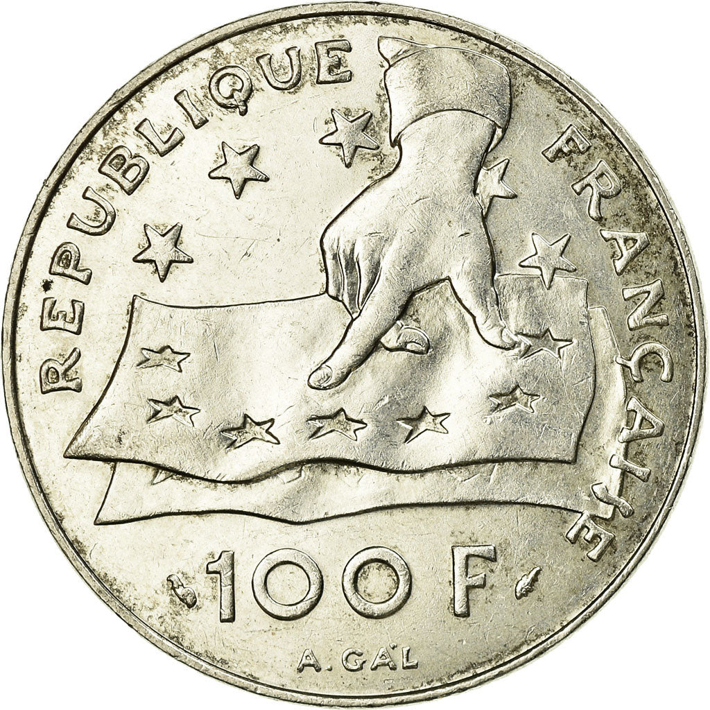 Coin, France, Descartes, 100 Francs, 1991, AU(55-58), Silver, KM:996