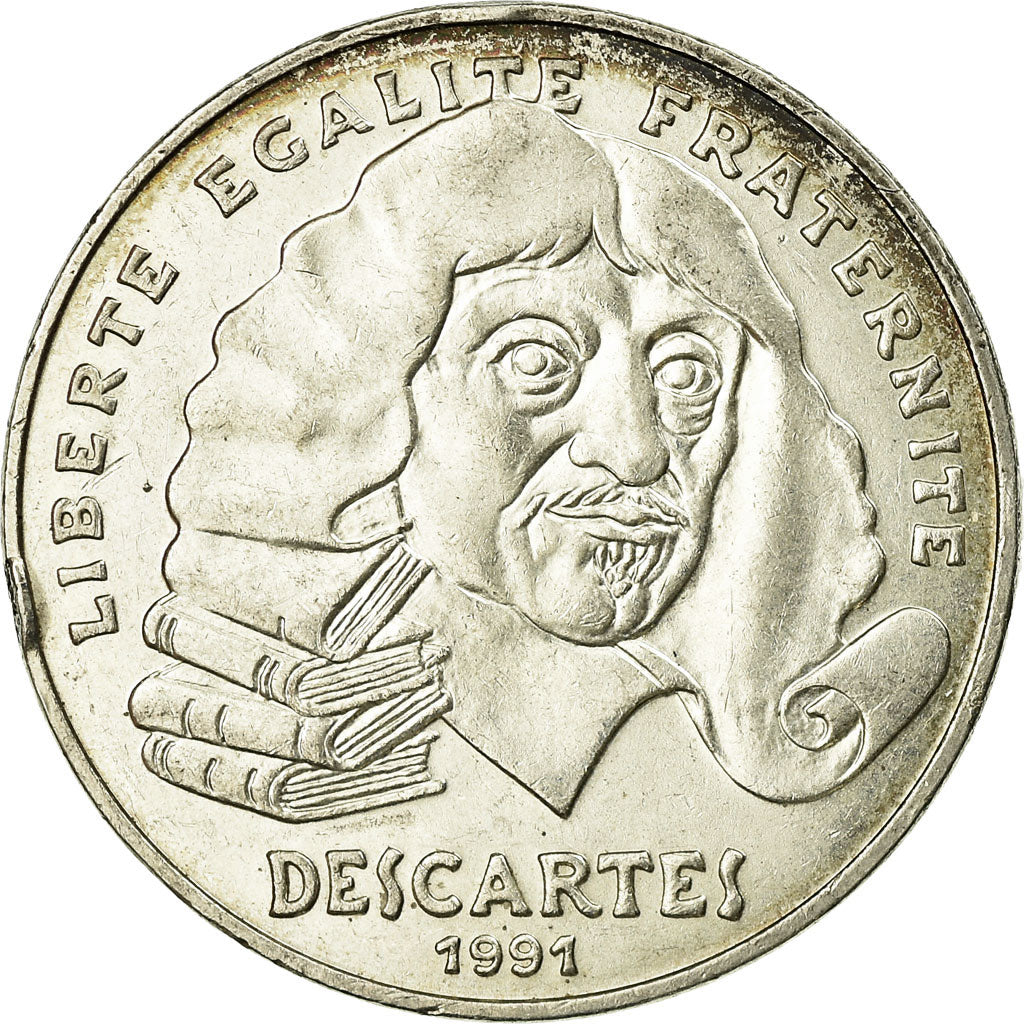 Münze, Frankreich, Descartes, 100 Francs, 1991, SS+, Silber, KM:996
