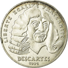 Munten, Frankrijk, Descartes, 100 Francs, 1991, ZF+, Zilver, KM:996