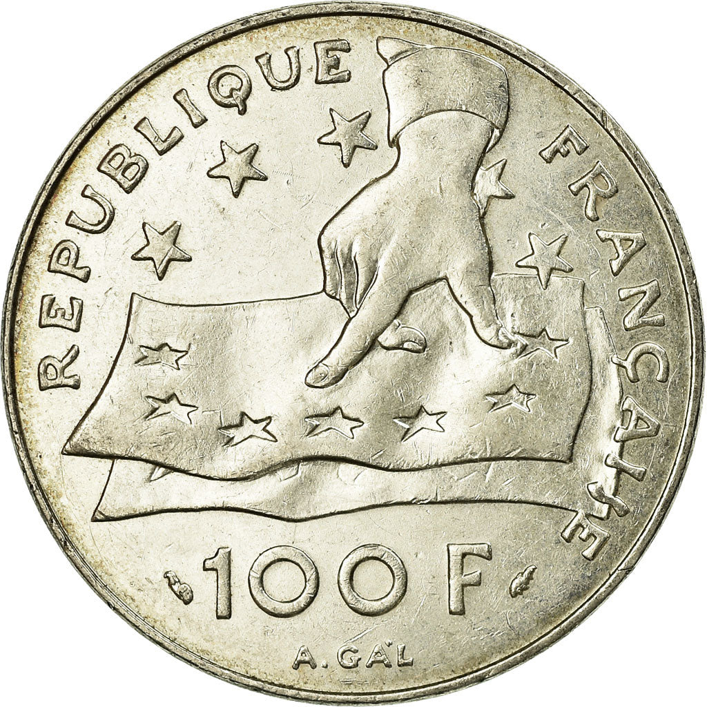 Münze, Frankreich, Descartes, 100 Francs, 1991, SS+, Silber, KM:996