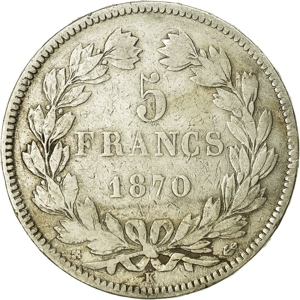 Münze, Frankreich, Cérès, 5 Francs, 1870, Bordeaux, S, Silber, KM:818.2