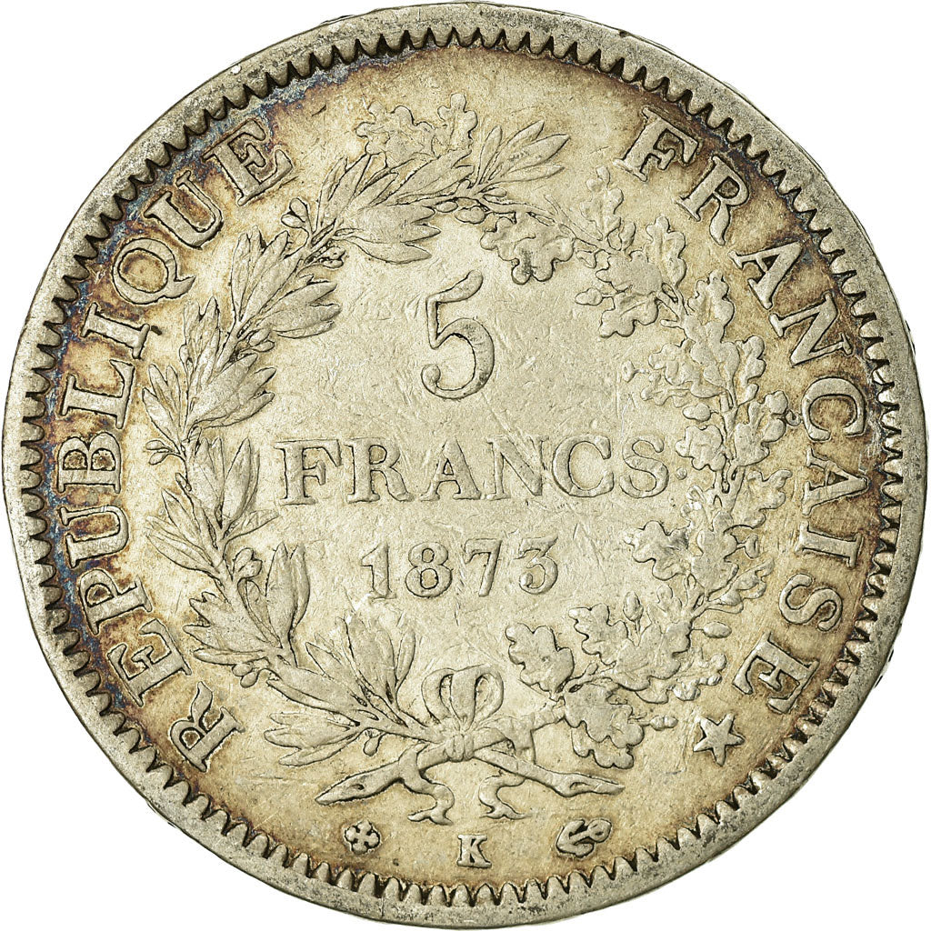 Coin, France, Hercule, 5 Francs, 1873, Bordeaux, VF(20-25), Silver, KM:820.2