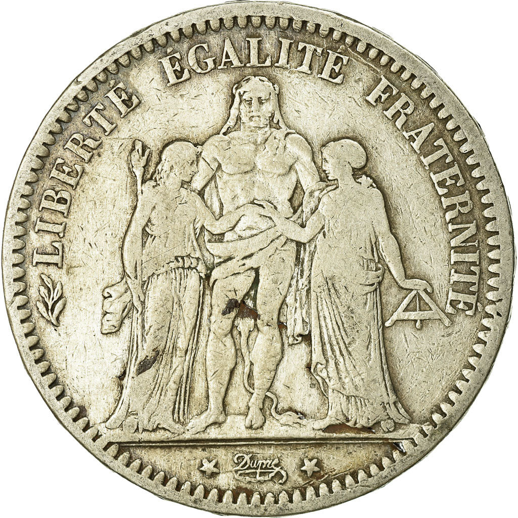 Coin, France, Hercule, 5 Francs, 1873, Bordeaux, VF(20-25), Silver, KM:820.2