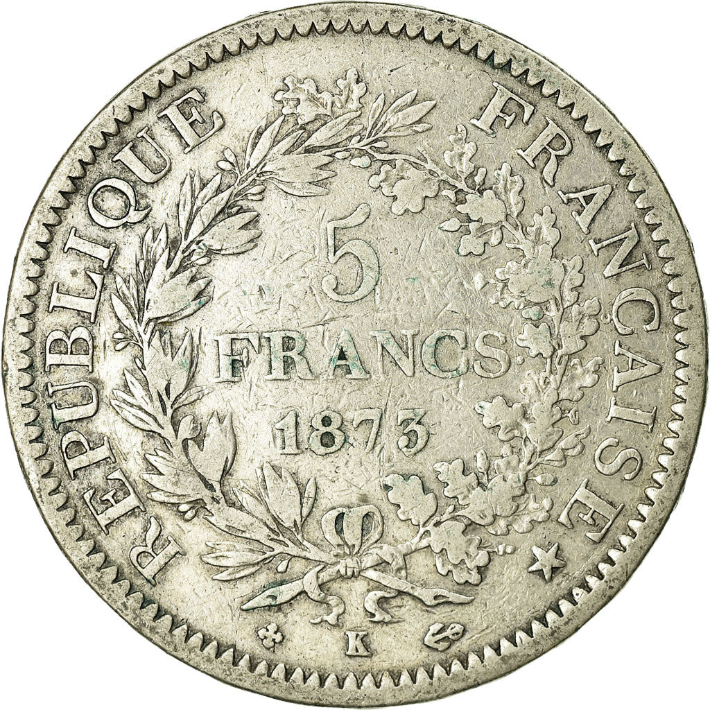 Coin, France, Hercule, 5 Francs, 1873, Bordeaux, VF(20-25), Silver, KM:820.2
