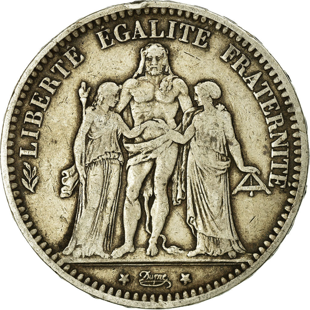 Moneta, Francia, Hercule, 5 Francs, 1873, Bordeaux, MB, Argento, KM:820.2