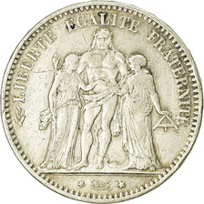 Moneta, Francia, Hercule, 5 Francs, 1874, Bordeaux, MB+, Argento, KM:820.2