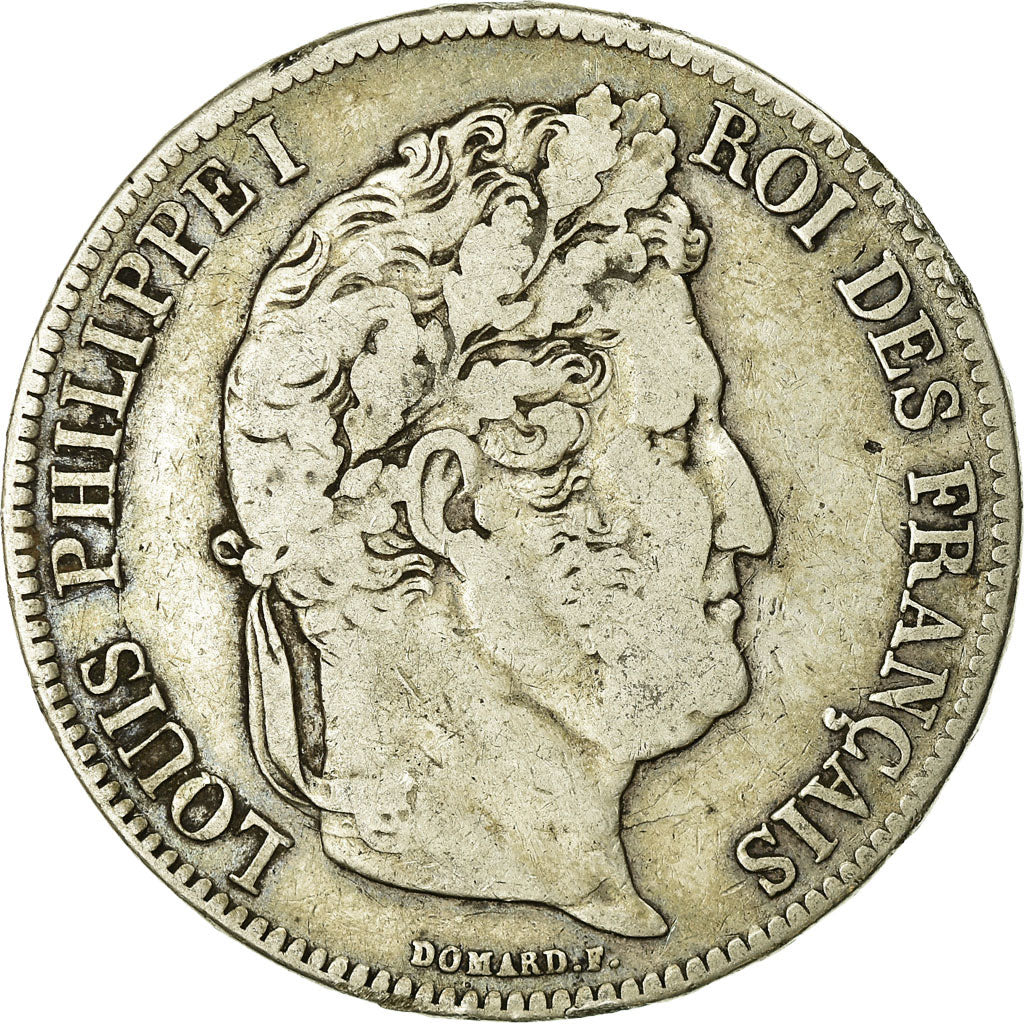 Moneda, Francia, Louis-Philippe, 5 Francs, 1835, Toulouse, BC+, Plata, KM:749.9