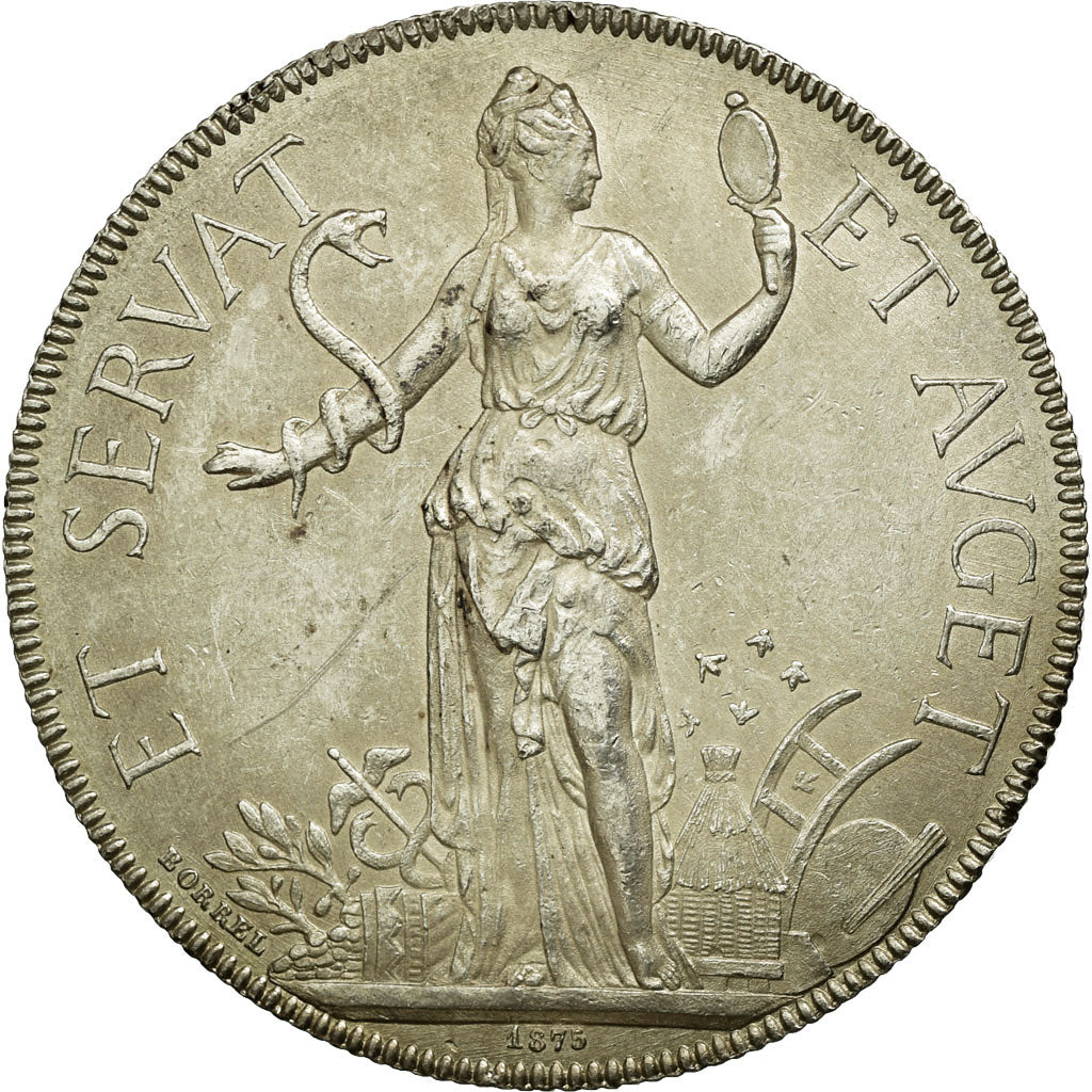 France, Token, Bank, 1875, AU(55-58), Silver