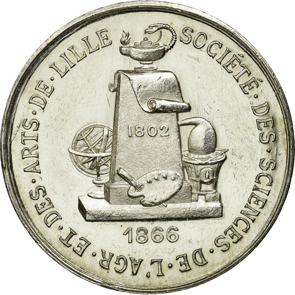 France, Token, Instruction and Education, 1866, AU(55-58), Silver