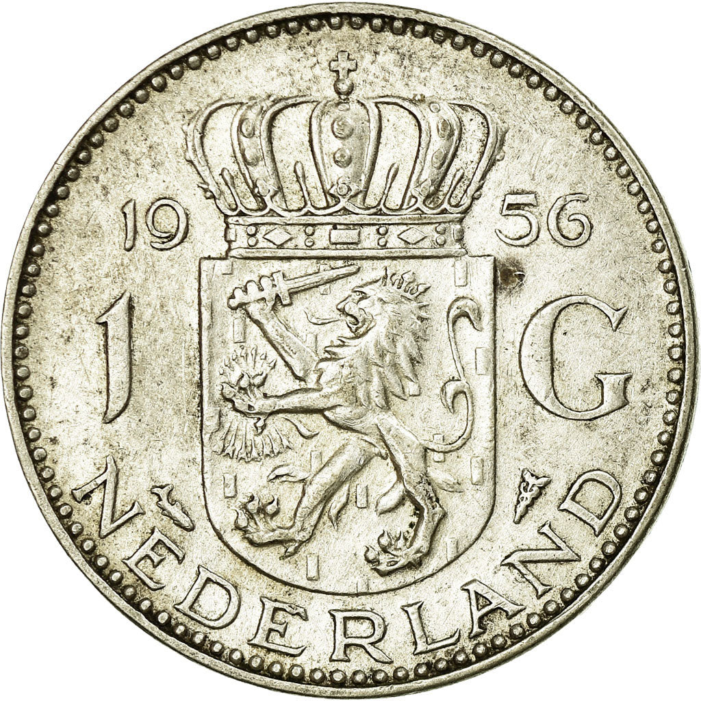 Munten, Nederland, Juliana, Gulden, 1956, ZF, Zilver, KM:184