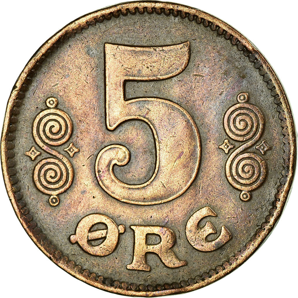 Coin, Denmark, Christian X, 5 Öre, 1919, Copenhagen, EF(40-45), Bronze