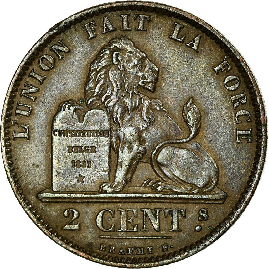 Munten, België, Leopold II, 2 Centimes, 1873, ZF, Koper, KM:35.1