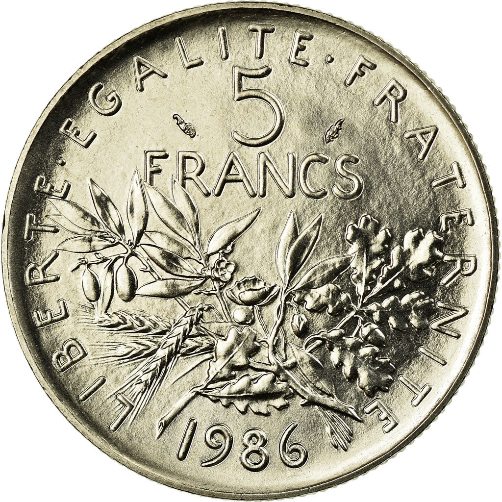 Moneta, Francja, Semeuse, 5 Francs, 1986, Paris, MS(65-70), Nikiel powlekany