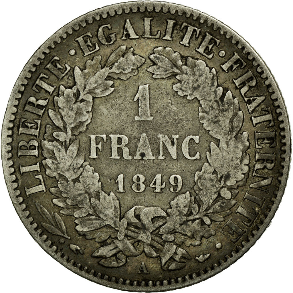 Monnaie, France, Cérès, Franc, 1849, Paris, TB+, Argent, KM:759.1, Gadoury:457