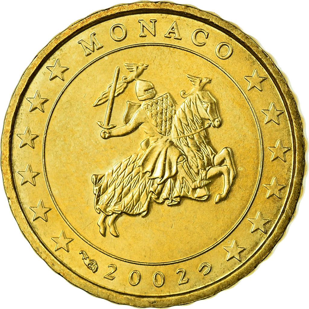 Monaco, 10 Euro Cent, 2002, UNZ, Messing, KM:170
