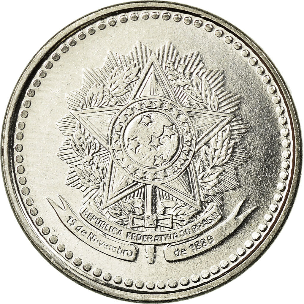 Coin, Brazil, 50 Centavos, 1988, MS(63), Stainless Steel, KM:604
