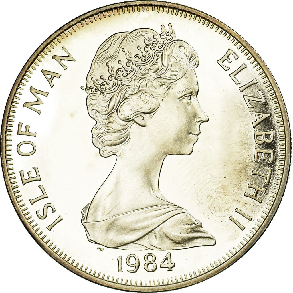 Moneda, Isla de Man, Elizabeth II, Crown, 1984, Pobjoy Mint, Proof, FDC, Plata