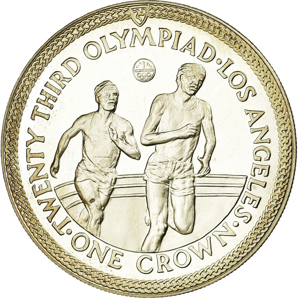 Moneda, Isla de Man, Elizabeth II, Crown, 1984, Pobjoy Mint, Proof, FDC, Plata