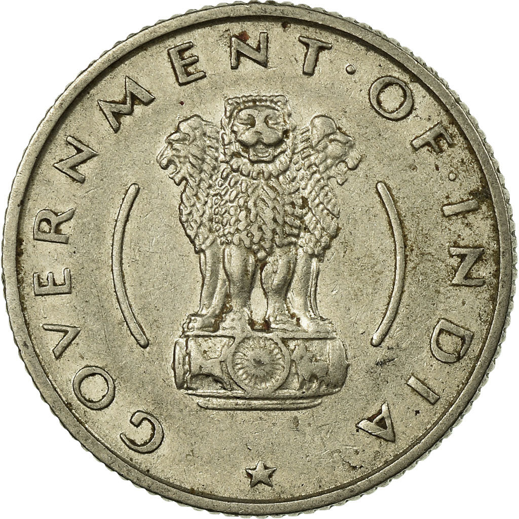 Moeda, ÍNDIA - REPÚBLICA, 1/4 Rupee, 1955, Calcutta, EF(40-45), Níquel