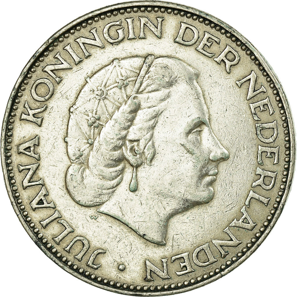 Coin, Netherlands, Juliana, 2-1/2 Gulden, 1960, EF(40-45), Silver, KM:185