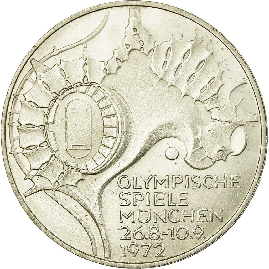 Monnaie, République fédérale allemande, 10 Mark, 1972, Karlsruhe, SUP