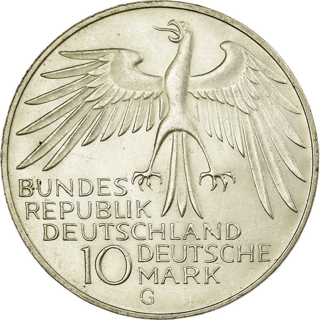 Monnaie, République fédérale allemande, 10 Mark, 1972, Karlsruhe, SUP