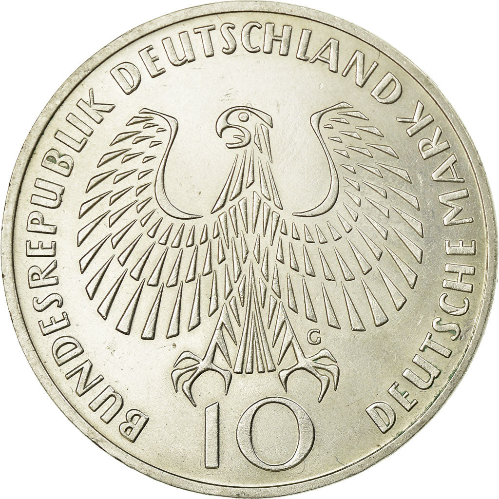 Coin, GERMANY - FEDERAL REPUBLIC, 10 Mark, 1972, Karlsruhe, AU(55-58), Silver