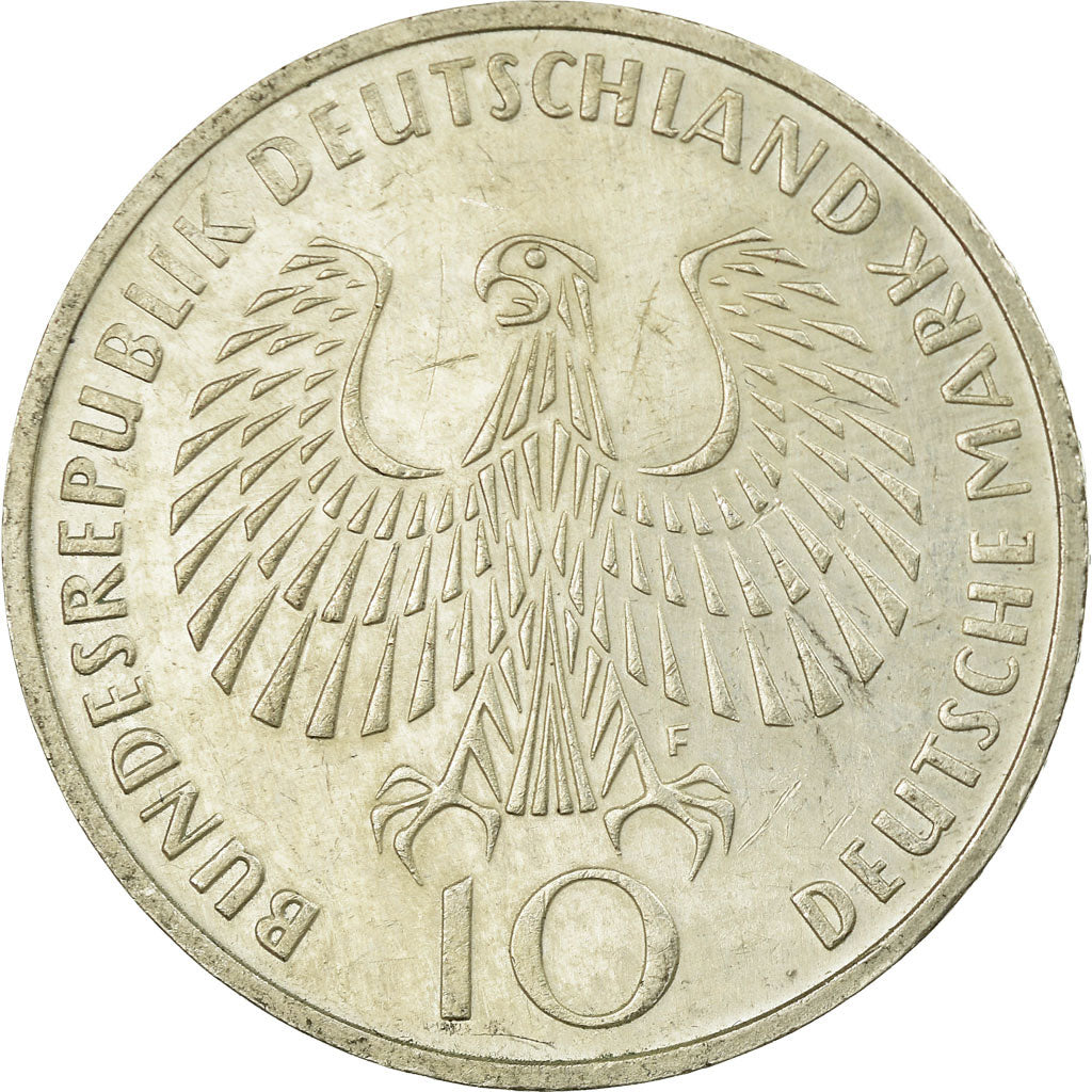 Coin, GERMANY - FEDERAL REPUBLIC, 10 Mark, 1972, Stuttgart, EF(40-45), Silver