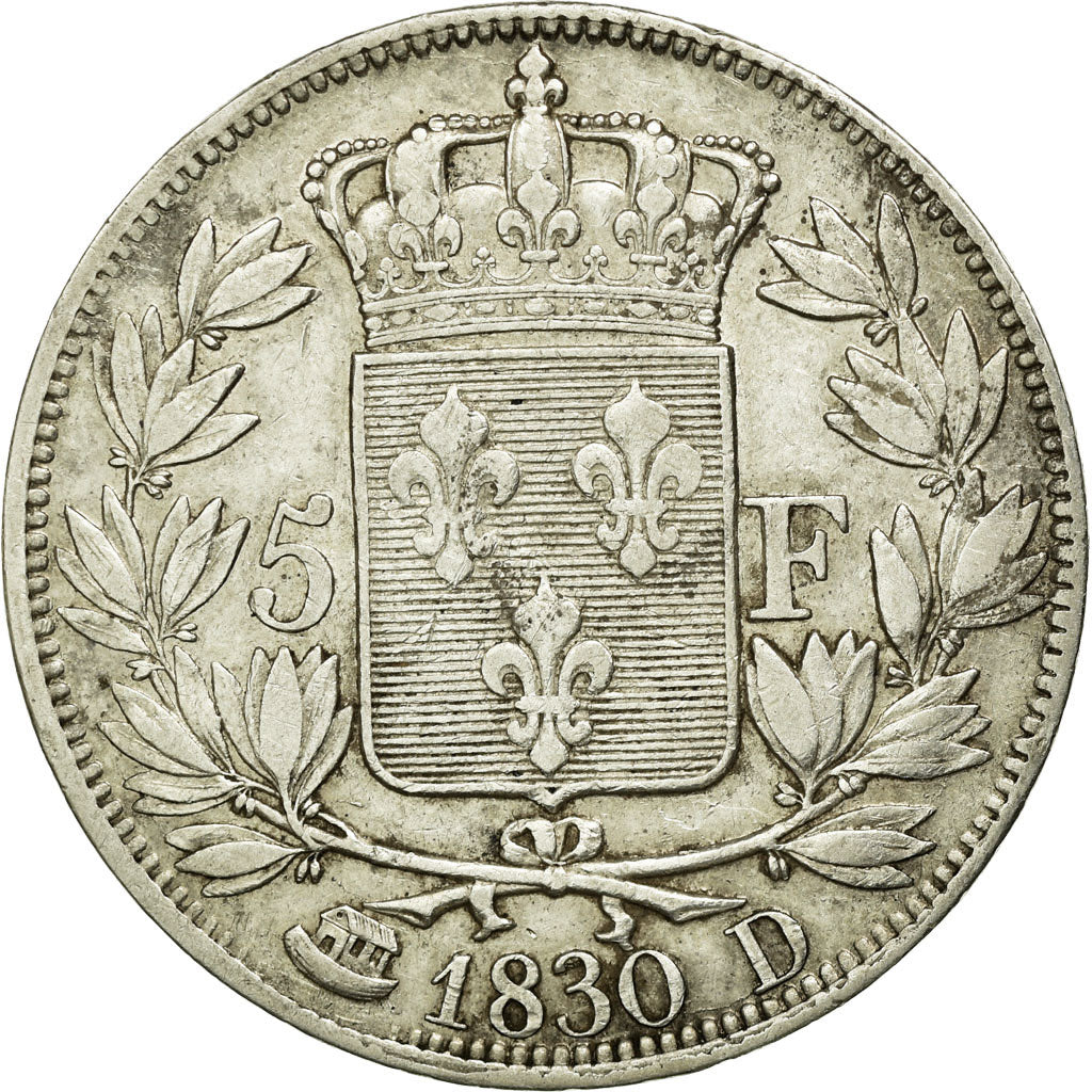 Coin, France, Charles X, 5 Francs, 1830, Lyon, VF(30-35), Silver, KM:728.4