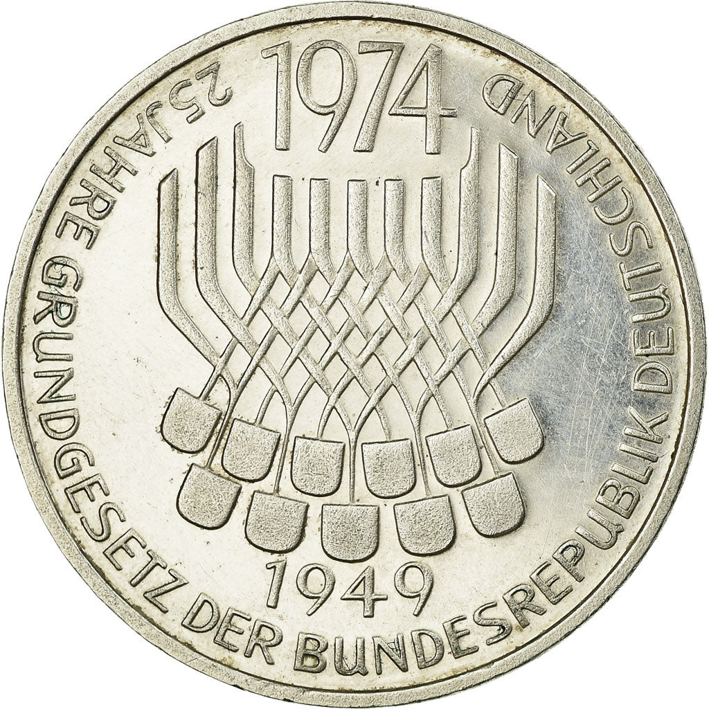 Munten, Federale Duitse Republiek, 5 Mark, 1974, Stuttgart, Germany, ZF, Zilver