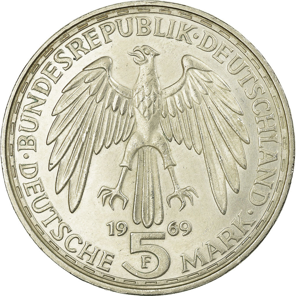 Coin, GERMANY - FEDERAL REPUBLIC, 5 Mark, 1969, Stuttgart, Germany, EF(40-45)