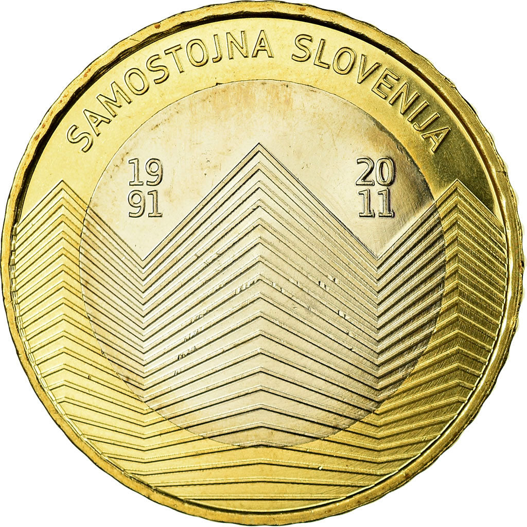 Słowenia, 3 Euro, 2011, AU(55-58), Bimetaliczny, KM:101